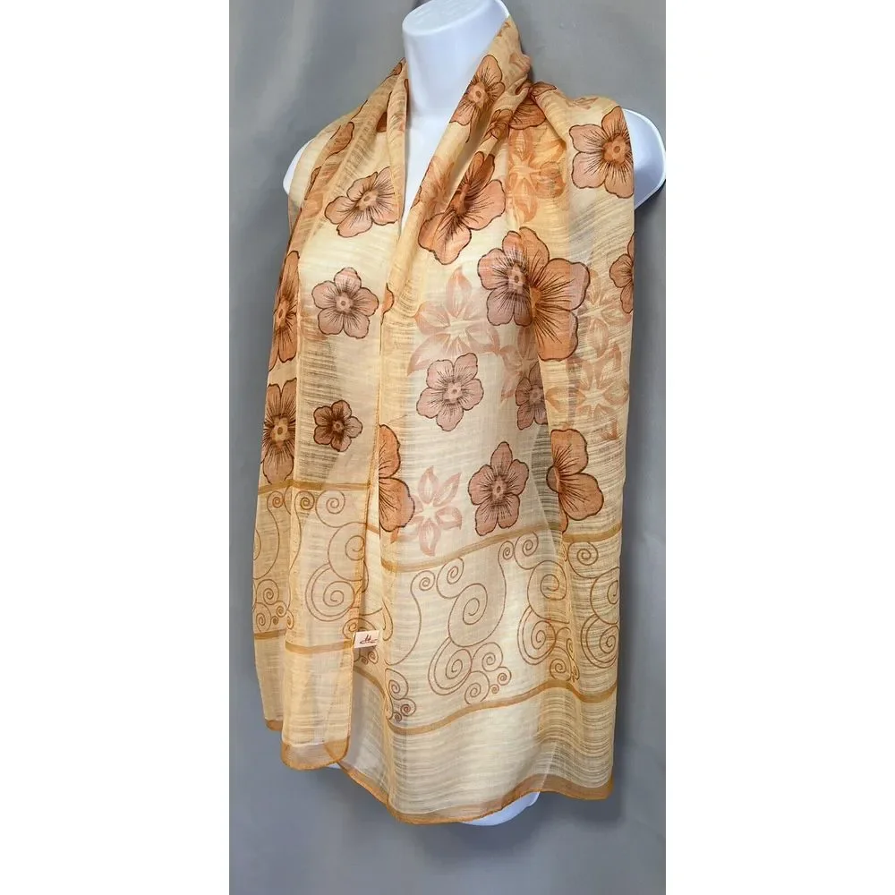 Hanmei Beige Orange Floral Scarf 63